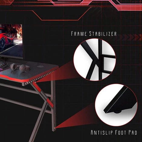 XUNDD Bureau Gaming, Bureau Gamer PC Pieds De Bureau Metal En Forme De K Et Bureau En Fibre De Carbone Pour Maison Dortoir 80 X 60 X 74cm 4 XUNDD Bureau Gaming, Bureau Gamer PC Pieds De Bureau Metal En Forme De K Et Bureau En Fibre De Carbone Pour Maison Dortoir 80 X 60 X 74cm – Image 2