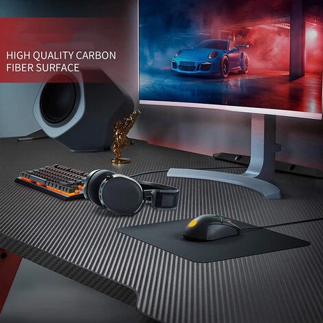 XUNDD Bureau Gaming, Bureau Gamer PC Pieds De Bureau Metal En Forme De K Et Bureau En Fibre De Carbone Pour Maison Dortoir 80 X 60 X 74cm 5 XUNDD Bureau Gaming, Bureau Gamer PC Pieds De Bureau Metal En Forme De K Et Bureau En Fibre De Carbone Pour Maison Dortoir 80 X 60 X 74cm – Image 3