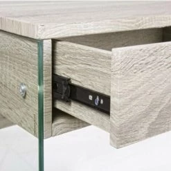 WEBMARKETPOINT Bureau Design Armos En Bois Naturel 1 Tiroir Et Pieds En Verre 110x55x 76h Cm -France Bureau Soldes 2022 54074431 4