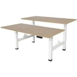 SEDERO Bureau Double électrique Réglable - 180 X 80 Cm - 2 Moteurs Doubles - Blanc/Chêne