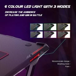 AICOK Bureau Gaming Bureau Gamer Bureau Informatique Bracket Support Casque Porte-gobelet Et Tapis Souris Fournis Métal MDF Noir Rouge - Noir -France Bureau Soldes 2022 54134729 5