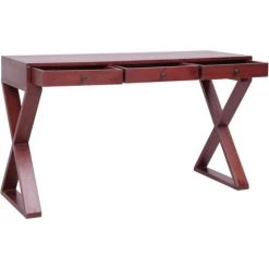 VidaXL Bureau D'ordinateur Marron 115x47x77 Cm Bois D'acajou Massif - Brun -France Bureau Soldes 2022 54141909 2