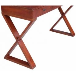 VidaXL Bureau D'ordinateur Marron 115x47x77 Cm Bois D'acajou Massif - Brun -France Bureau Soldes 2022 54141909 4