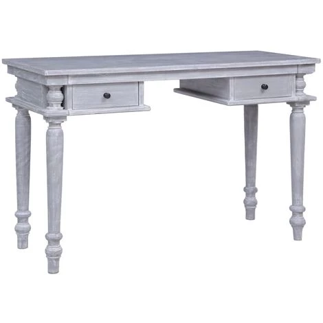 VidaXL Bureau 115x50x78 Cm Bois D'acajou Massif - Gris 3 VidaXL Bureau 115x50x78 Cm Bois D'acajou Massif - Gris