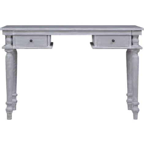 VidaXL Bureau 115x50x78 Cm Bois D'acajou Massif - Gris 5 VidaXL Bureau 115x50x78 Cm Bois D'acajou Massif - Gris – Image 3