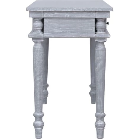 VidaXL Bureau 115x50x78 Cm Bois D'acajou Massif - Gris 6 VidaXL Bureau 115x50x78 Cm Bois D'acajou Massif - Gris – Image 4