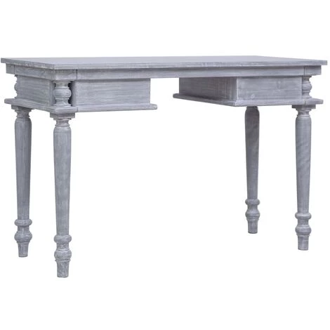 VidaXL Bureau 115x50x78 Cm Bois D'acajou Massif - Gris 7 VidaXL Bureau 115x50x78 Cm Bois D'acajou Massif - Gris – Image 5