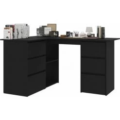 Hommoo Bureau D'angle Noir 145x100x76 Cm Agglomere -France Bureau Soldes 2022 54149495 3