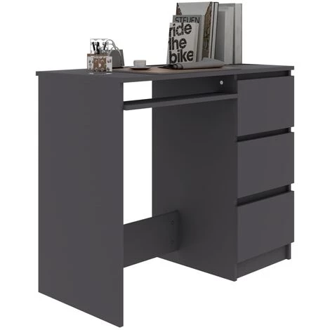 Hommoo Bureau Gris 90x45x76 Cm Agglomere 5 Hommoo Bureau Gris 90x45x76 Cm Agglomere – Image 3