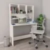 Hommoo Bureau Avec Etageres Blanc 110 X 45 X 157 Cm Agglomere -France Bureau Soldes 2022 54151372 1