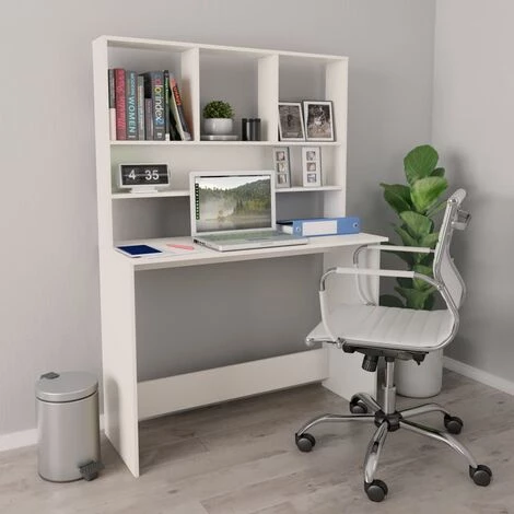 Hommoo Bureau Avec Etageres Blanc 110 X 45 X 157 Cm Agglomere 3 Hommoo Bureau Avec Etageres Blanc 110 X 45 X 157 Cm Agglomere