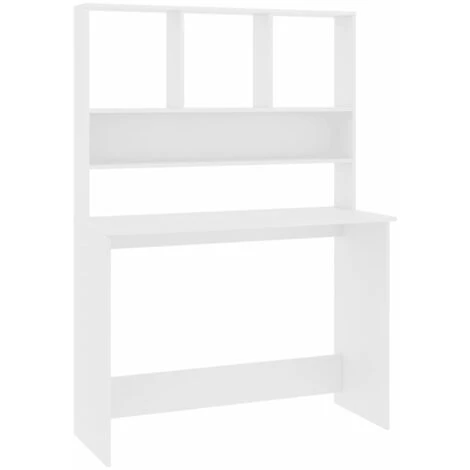 Hommoo Bureau Avec Etageres Blanc 110 X 45 X 157 Cm Agglomere 4 Hommoo Bureau Avec Etageres Blanc 110 X 45 X 157 Cm Agglomere – Image 2