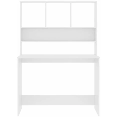 Hommoo Bureau Avec Etageres Blanc 110 X 45 X 157 Cm Agglomere 6 Hommoo Bureau Avec Etageres Blanc 110 X 45 X 157 Cm Agglomere – Image 4