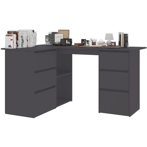 Hommoo Bureau D'angle Gris 145x100x76 Cm Agglomere 5 Hommoo Bureau D'angle Gris 145x100x76 Cm Agglomere – Image 3