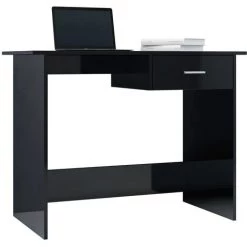 Hommoo Bureau Noir Brillant 100 X 50 X 76 Cm Agglomere -France Bureau Soldes 2022 54153469 3