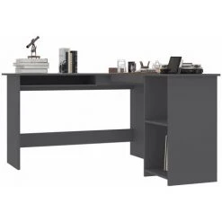 Hommoo Bureau D'angle En Forme De L Gris 120x140x75 Cm Agglomere 9 Hommoo Bureau D'angle En Forme De L Gris 120x140x75 Cm Agglomere -France Bureau Soldes 2022 54153478 3