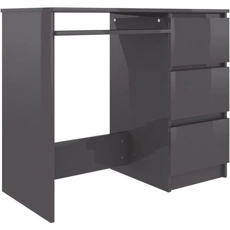 Hommoo Bureau Gris Brillant 90x45x76 Cm Agglomere 4 Hommoo Bureau Gris Brillant 90x45x76 Cm Agglomere – Image 2