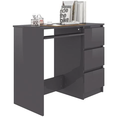 Hommoo Bureau Gris Brillant 90x45x76 Cm Agglomere 5 Hommoo Bureau Gris Brillant 90x45x76 Cm Agglomere – Image 3