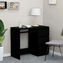 Hommoo Bureau Noir 90x45x76 Cm Agglomere