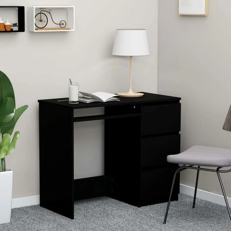 Hommoo Bureau Noir 90x45x76 Cm Agglomere 3 Hommoo Bureau Noir 90x45x76 Cm Agglomere