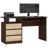 AKORD Bureau Informatique CLP Wengé 135 Cm Bureau D' Ordinateur (3) Tiroirs Couleur Chêne Sonoma Mat, 2 étagères - 135x60x77 Cm -France Bureau Soldes 2022 54156974 1