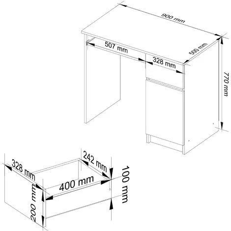 AKORD Bureau Informatique Droit, Bureau D' Ordinateur, 90 Cm, PIKSEL, Mat, équipé D'une étagère à Clavier Coulissante Systeme Sans Poignée Chêne Sonoma / Blanc 3 étagères 1 Tiroirs 1 Portes1 5 AKORD Bureau Informatique Droit, Bureau D' Ordinateur, 90 Cm, PIKSEL, Mat, équipé D'une étagère à Clavier Coulissante Systeme Sans Poignée Chêne Sonoma / Blanc 3 étagères 1 Tiroirs 1 Portes1 – Image 3