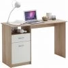 HOMMOO FMD Bureau Avec 1 Tiroir 123 X 50 X 76,5 Cm Chene Et Blanc -France Bureau Soldes 2022 54167726 1