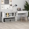 Hommoo Bureau D'angle Blanc Brillant 200x50x76 Cm Agglomere -France Bureau Soldes 2022 54168032 1