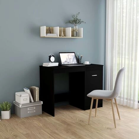 Hommoo Bureau Noir 100x50x76 Cm Agglomere 3 Hommoo Bureau Noir 100x50x76 Cm Agglomere