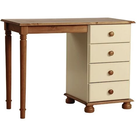 NETFURNITURE Dens Table De Coiffure Unique En Crème / Pin - Blanc 4 NETFURNITURE Dens Table De Coiffure Unique En Crème / Pin - Blanc – Image 2