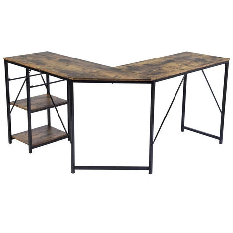 URBAN MEUBLE Bureau D'angle Style Industriel Avec étagères Intégrées 6 URBAN MEUBLE Bureau D'angle Style Industriel Avec étagères Intégrées – Image 4