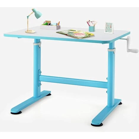 COSTWAY Bureau Pour Enfants 80 X 60 Cm, Table D'Étude Debout Réglable En Hauteur Pour Enfants Blue 3 COSTWAY Bureau Pour Enfants 80 X 60 Cm, Table D'Étude Debout Réglable En Hauteur Pour Enfants Blue