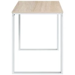 TRUE DEAL Bureau D'ordinateur Blanc Et Chêne 110x60x73 Cm Aggloméré -France Bureau Soldes 2022 54482119 4