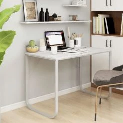 TRUE DEAL Bureau D'ordinateur Blanc 110x60x73 Cm Aggloméré