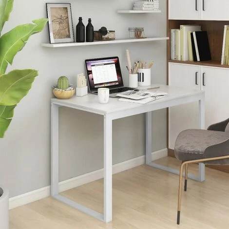 TRUE DEAL Bureau D'ordinateur Blanc 110x60x73 Cm Aggloméré 3 TRUE DEAL Bureau D'ordinateur Blanc 110x60x73 Cm Aggloméré