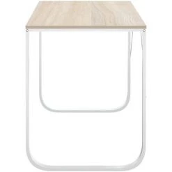TRUE DEAL Bureau D'ordinateur Blanc Et Chêne 110x60x73 Cm Aggloméré -France Bureau Soldes 2022 54483308 4
