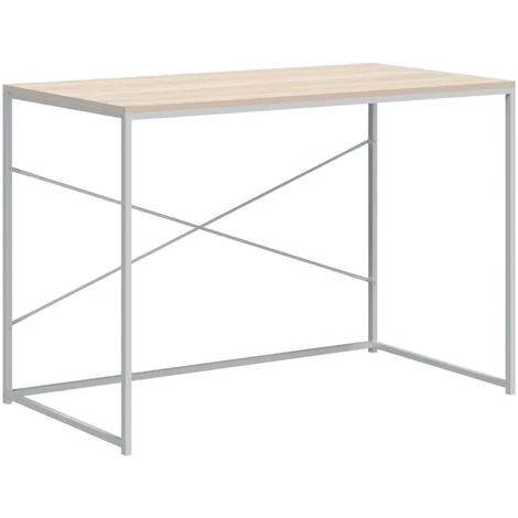 TRUE DEAL Bureau D'ordinateur Blanc Et Chêne 110x60x70 Cm Aggloméré 4 TRUE DEAL Bureau D'ordinateur Blanc Et Chêne 110x60x70 Cm Aggloméré – Image 2