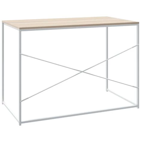 TRUE DEAL Bureau D'ordinateur Blanc Et Chêne 110x60x70 Cm Aggloméré 7 TRUE DEAL Bureau D'ordinateur Blanc Et Chêne 110x60x70 Cm Aggloméré – Image 5