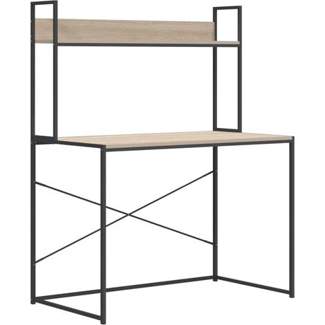 TRUE DEAL Bureau D'ordinateur Noir Et Chêne 110x60x138 Cm Aggloméré 4 TRUE DEAL Bureau D'ordinateur Noir Et Chêne 110x60x138 Cm Aggloméré – Image 2