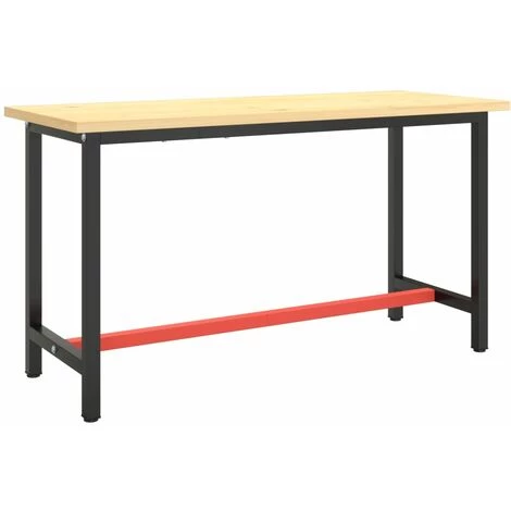 TRUE DEAL Cadre De Banc De Travail Noir Et Rouge Mat 140x50x79 Cm Métal 4 TRUE DEAL Cadre De Banc De Travail Noir Et Rouge Mat 140x50x79 Cm Métal – Image 2