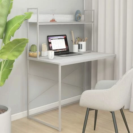 TRUE DEAL Bureau D'ordinateur Blanc 110x60x138 Cm Aggloméré 3 TRUE DEAL Bureau D'ordinateur Blanc 110x60x138 Cm Aggloméré