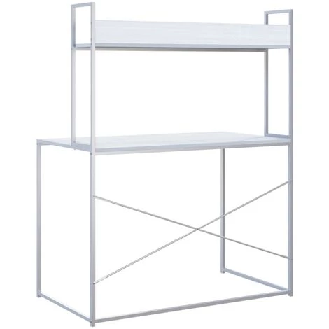 TRUE DEAL Bureau D'ordinateur Blanc 110x60x138 Cm Aggloméré 7 TRUE DEAL Bureau D'ordinateur Blanc 110x60x138 Cm Aggloméré – Image 5