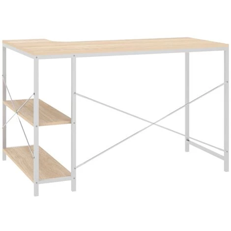 TRUE DEAL Bureau D'ordinateur Blanc Et Chêne 110x72x70 Cm Aggloméré 7 TRUE DEAL Bureau D'ordinateur Blanc Et Chêne 110x72x70 Cm Aggloméré – Image 5