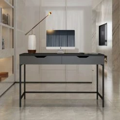 RED DECO Bureau Bois Et Acier GRETA Noir Acier 125x45x75cm - Noir -France Bureau Soldes 2022 54545363 4