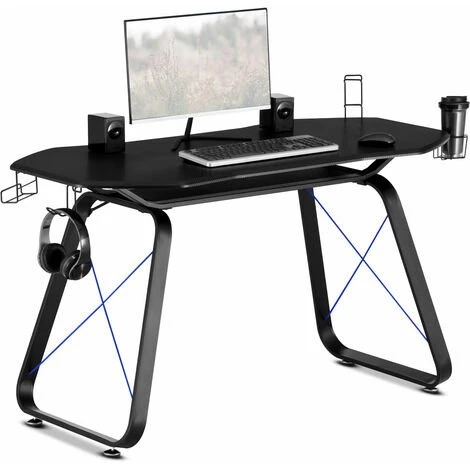 MC HAUS Bureau Gaming Desk, Bureau Gamer Ergonomique, Table Informatique, Design Moderne, Table De Jeu Pour Ordinateur PC Avec Porte-gobelet Et Support Pour Casque, Ideal Pour Les Joueurs, Bleu 4 MC HAUS Bureau Gaming Desk, Bureau Gamer Ergonomique, Table Informatique, Design Moderne, Table De Jeu Pour Ordinateur PC Avec Porte-gobelet Et Support Pour Casque, Ideal Pour Les Joueurs, Bleu – Image 2