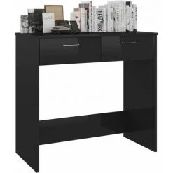 Topdeal Bureau Noir Brillant 80x40x75 Cm Aggloméré FF801362_FR -France Bureau Soldes 2022 54643513 3