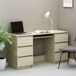 Topdeal Bureau Chêne Sonoma 140x50x77 Cm Aggloméré FF800813_FR