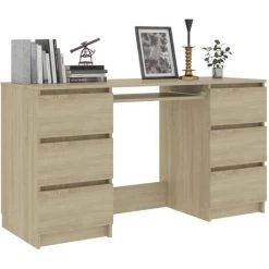 Topdeal Bureau Chêne Sonoma 140x50x77 Cm Aggloméré FF800813_FR -France Bureau Soldes 2022 54643696 3