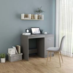 Topdeal Bureau Gris 100x50x76 Cm Aggloméré FF801798_FR