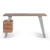 Bureau En Bois D'acacia Et Métal Coloris Naturel - Longueur 147 X Profondeur 63 X Hauteur 80 Cm -PEGANE-